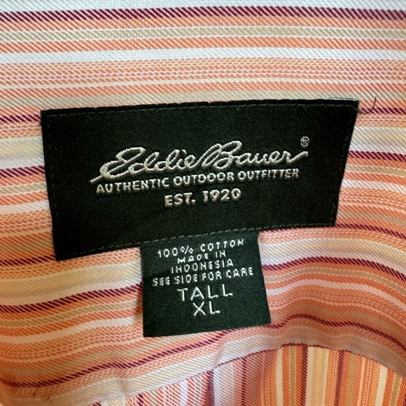 Eddie Bauer Mens Relaxed Fit Button Shirt Wrinkle Resist 100% Cotton striped - Picture 4 of 7